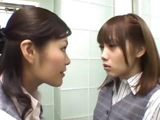 Japanese Lesbian Teens Licking Tits In Bathroom